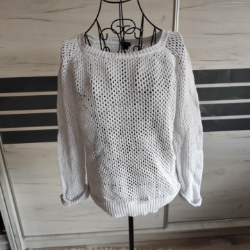 M (38) - Fehér kötött pulóver