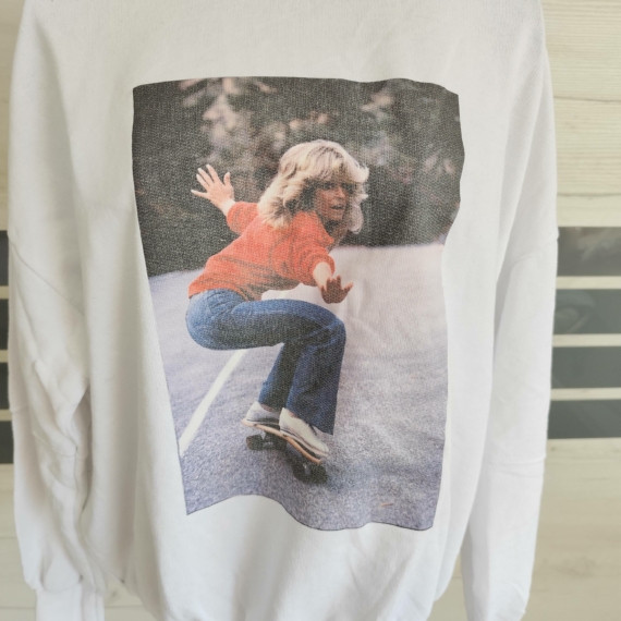 Hosszú ujjú print mintás pulóver