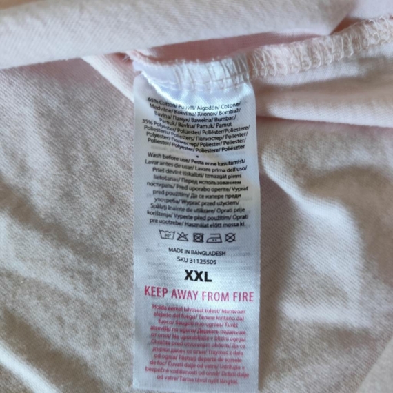 XXL (48) – Pasztell rózsaszín rövid ujjú felső