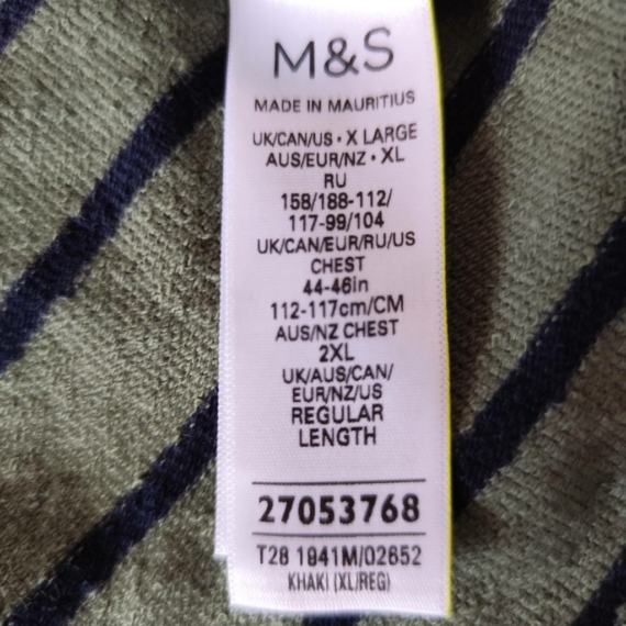 XL (46) – Zöld csíkos rövid ujjú póló