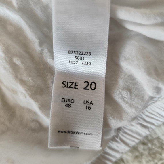 XXL (48) – Fehér rövid ujjú blúz