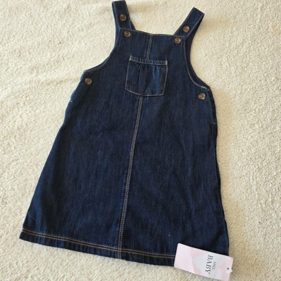 86 cm – Sötétkék farmer kantáros ruha