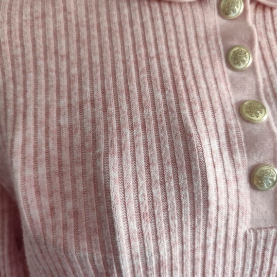 XL (46) – Pasztell rózsaszín galléros ruha