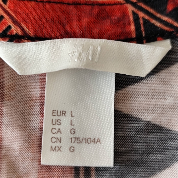 Piross árnyalatú mintás hosszú ruha